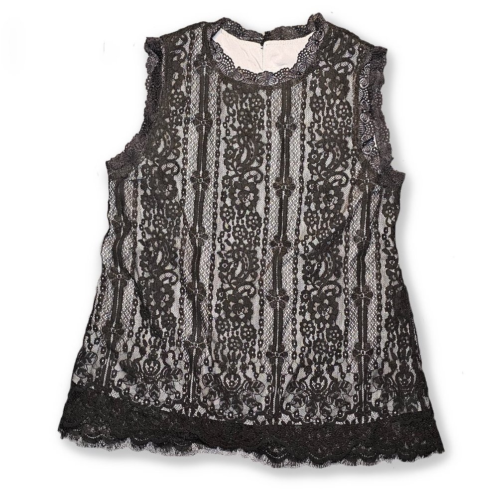 2/$20 Victorian Lined Black Lace Blouse